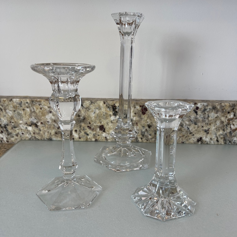 3 Mix and Match Crystal Candlestick Holders